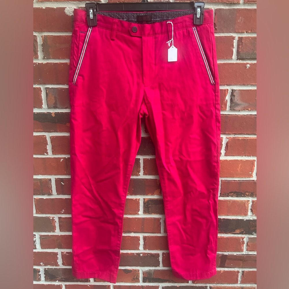 New TED BAKER Golf Men’s Pink Water Repellent 32R Golf Chino Pants 32x28 32R  G7